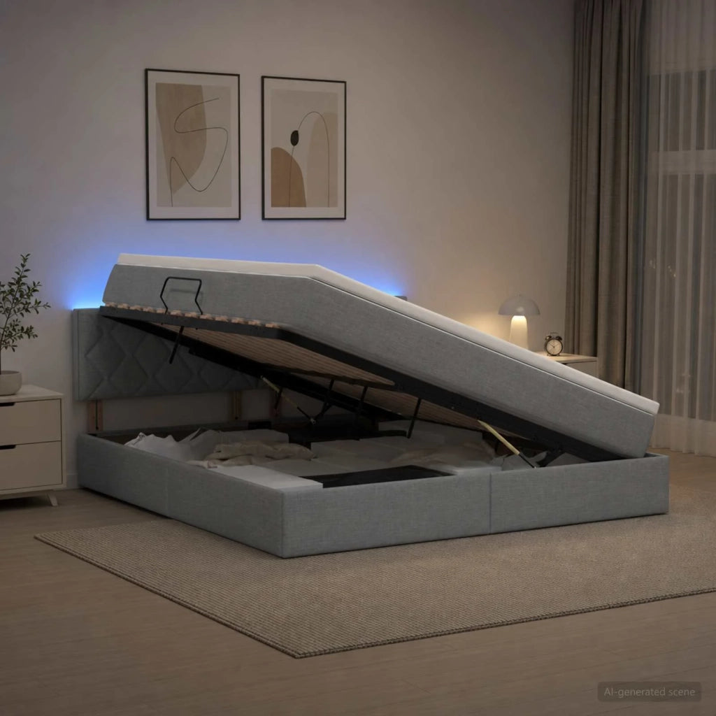 Letto con contenitore LED e materasso Grigio Chiaro 3459141