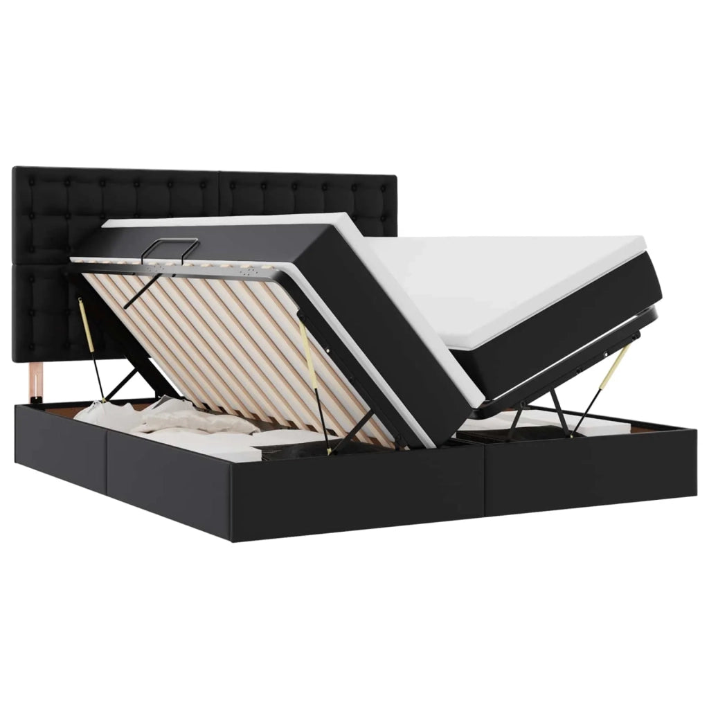Letto con contenitore e materasso Nero 180 x 200 cm