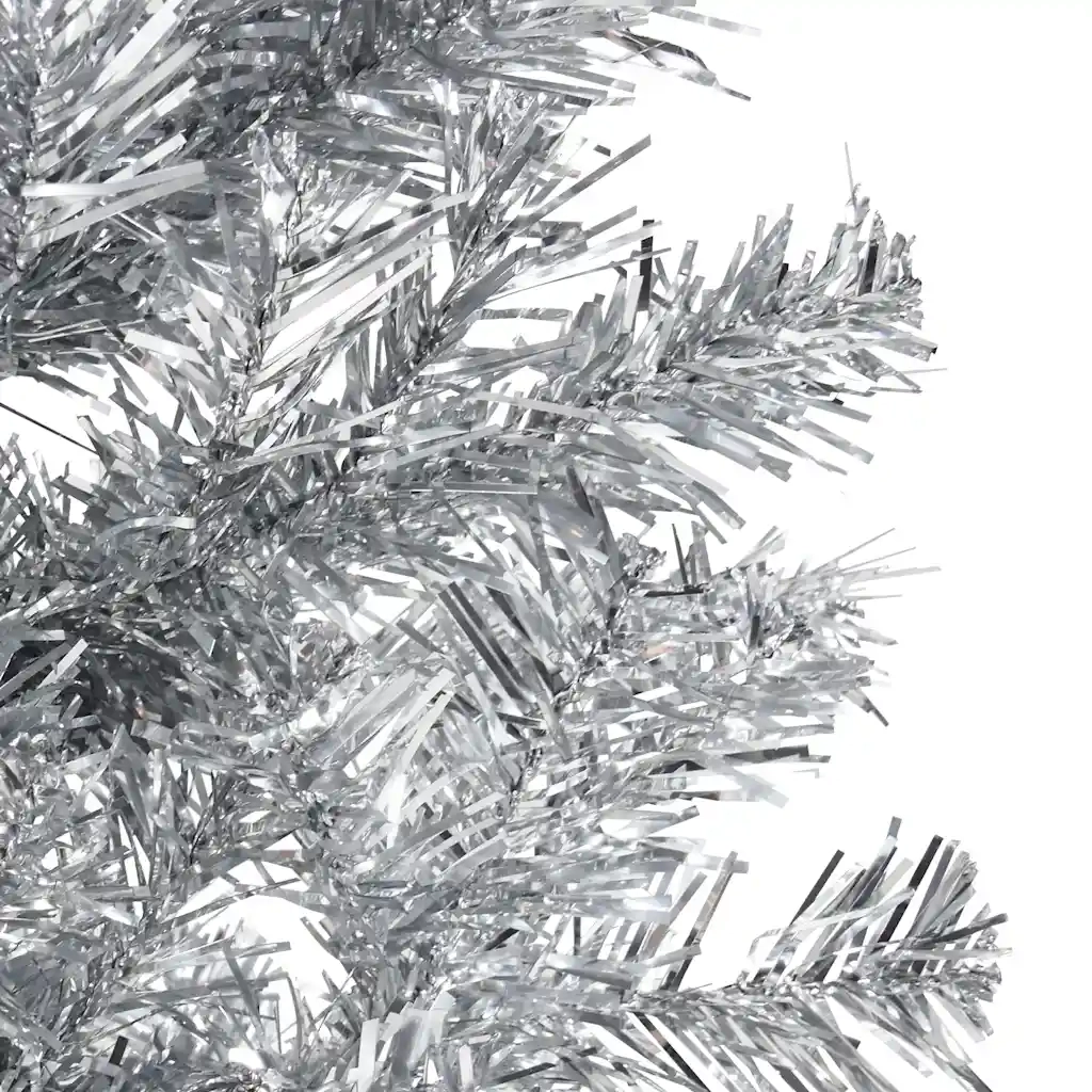 Albero Natale Artificiale Sottile a Met¨¤ Supporto-Albero Natalizio Argento 150cm