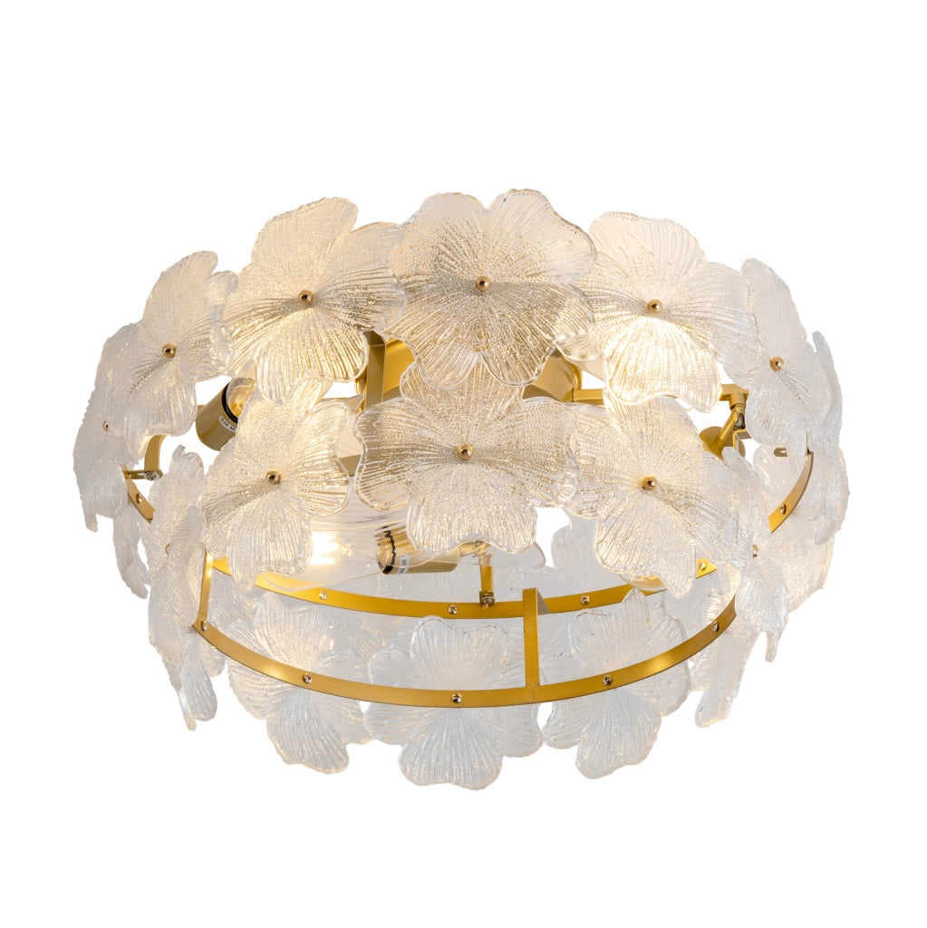 Ventilatore da soffitto ULEVR 55 cm con luce, 6 velocit¨¤, app Bluetooth e telecomando, oro e vetro