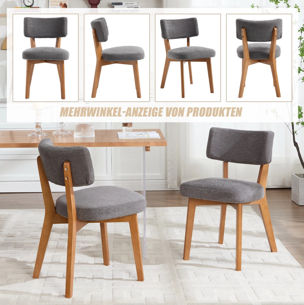 SEDIA da pranzo Set da 2 pezzi 54,5x47x77 cm Grigio Legno massello