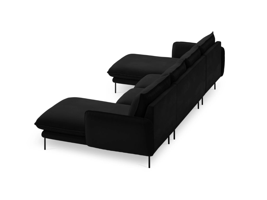 Cosmopolitan Design - Divano panoramico "Vienna" 6 posti in velluto nero 