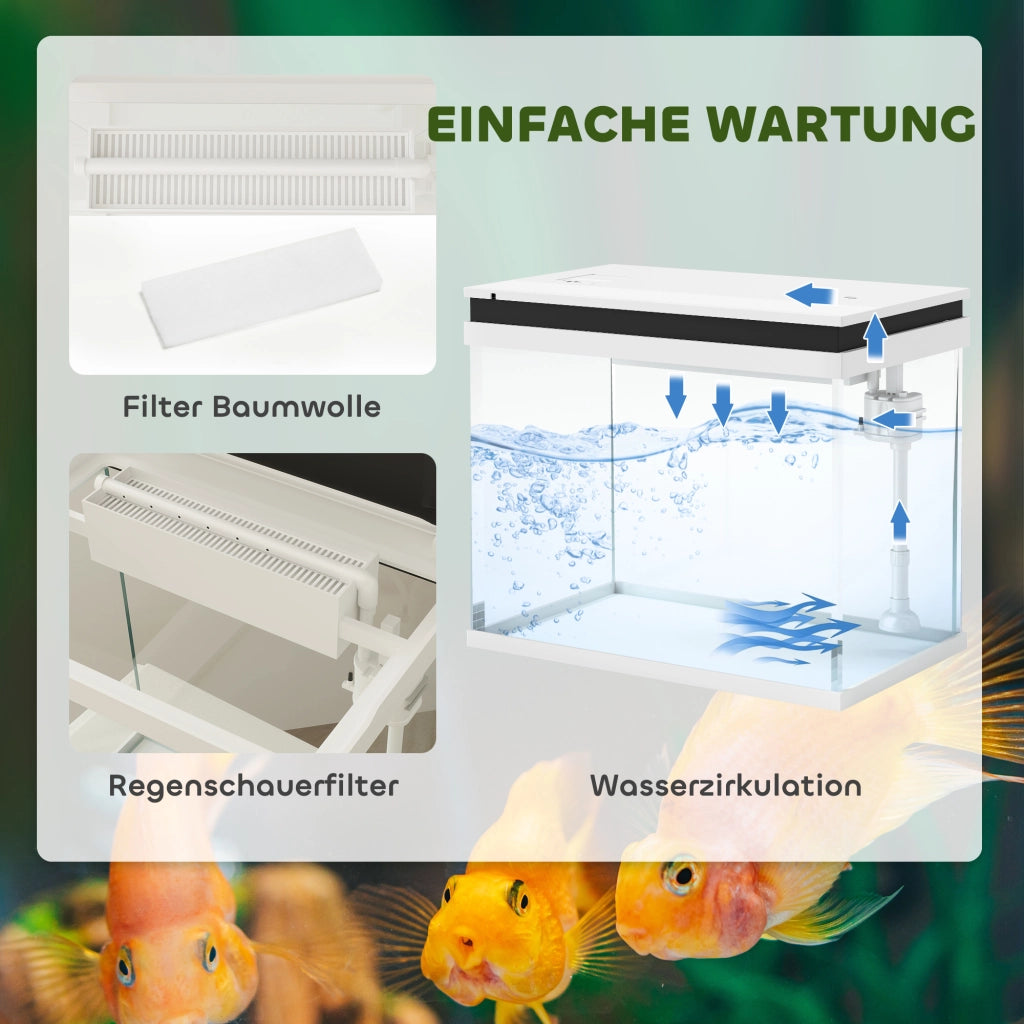Acquario 41 Litri con Filtro, Luci LED, Pompa ¨C Minimal ¨C Bianco