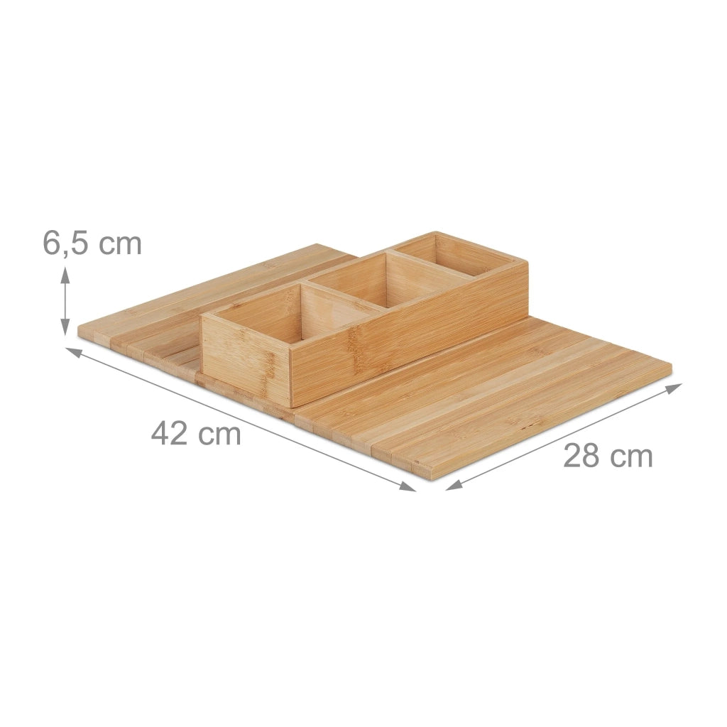 Pratico supporto per divano con 3 scomparti flessibile 30 x 20 x 5 cm in bambù naturale 13_0014823