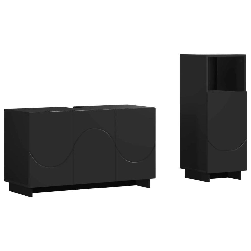 Set mobili da bagno 2 pz Nero Legno ingegnerizzato 3433074