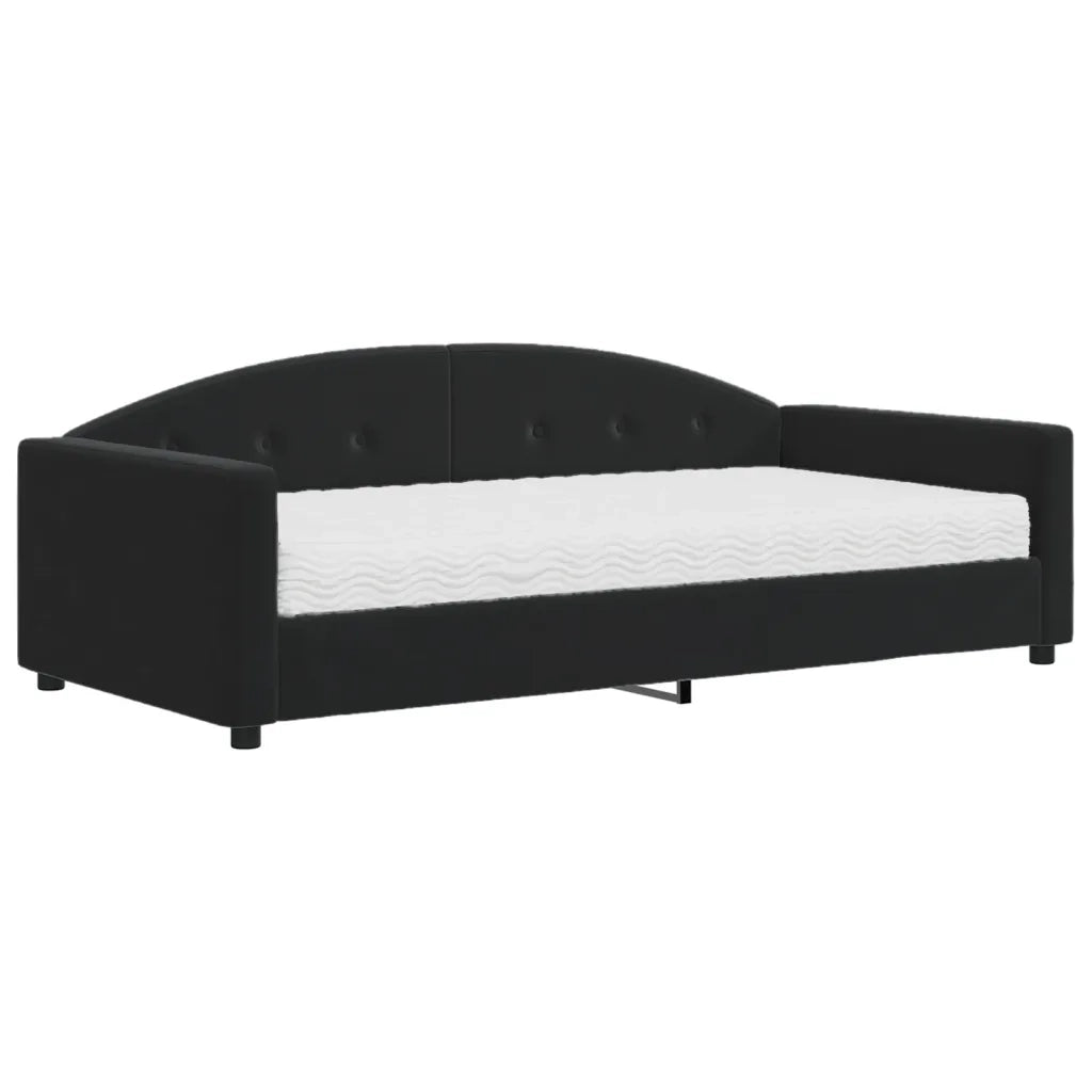 Divano Letto con Materasso Nero 100x200 cm in Velluto 3197288