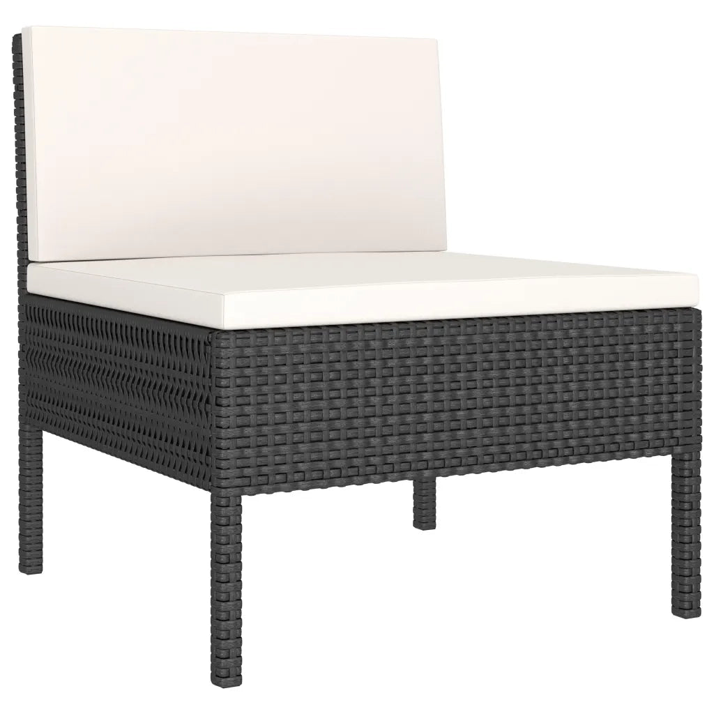 Set Divani da Giardino 6 pz con Cuscini in Polyrattan Nero 3056962