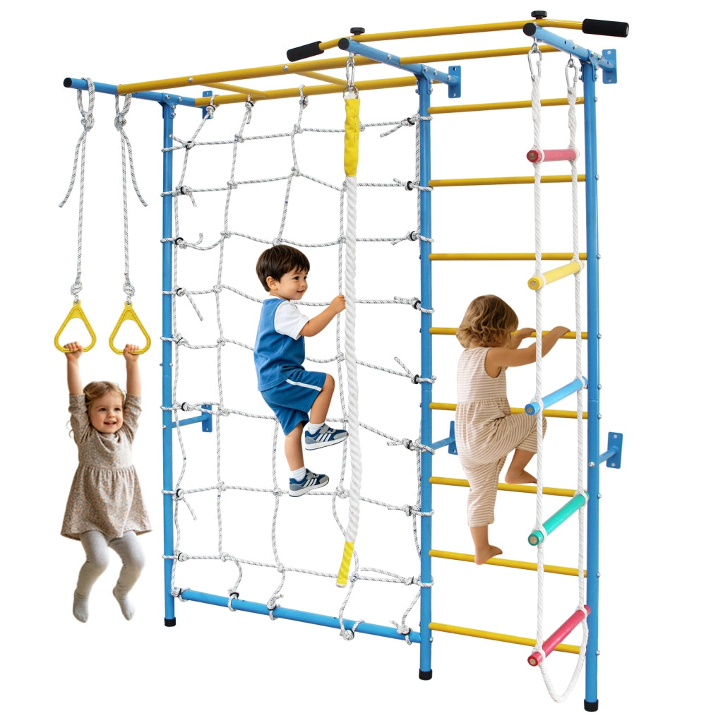 Set gioco arrampicata 7 in 1 per bambini ¨C Minimal ¨C acciaio al carbonio, con scala e anelli ginnici