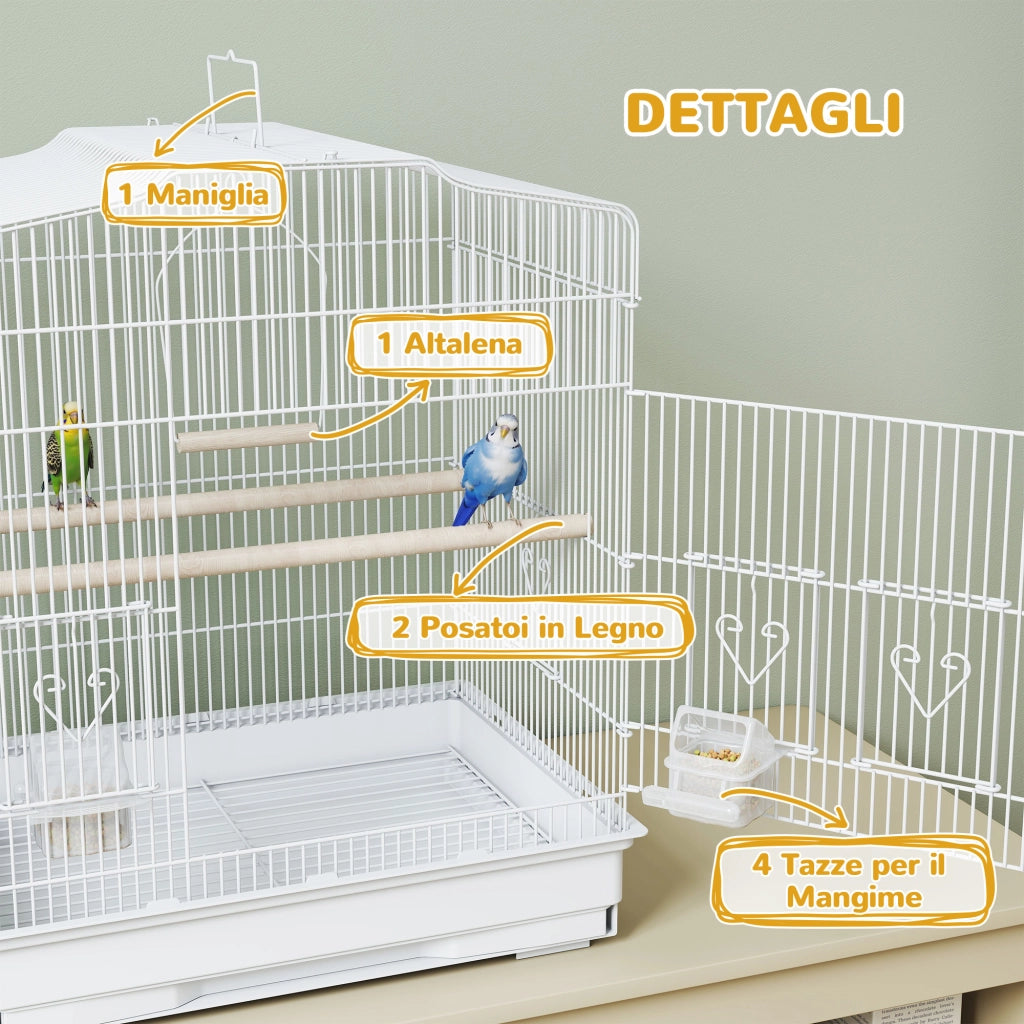 Gabbia per Uccellini Portatile con Maniglia ¨C Minimal ¨C Bianco
