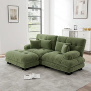 Divano Angolare in Tessuto Chenille ¨C Xylo ¨C Verde, Cuscini, Ottoman, Braccioli