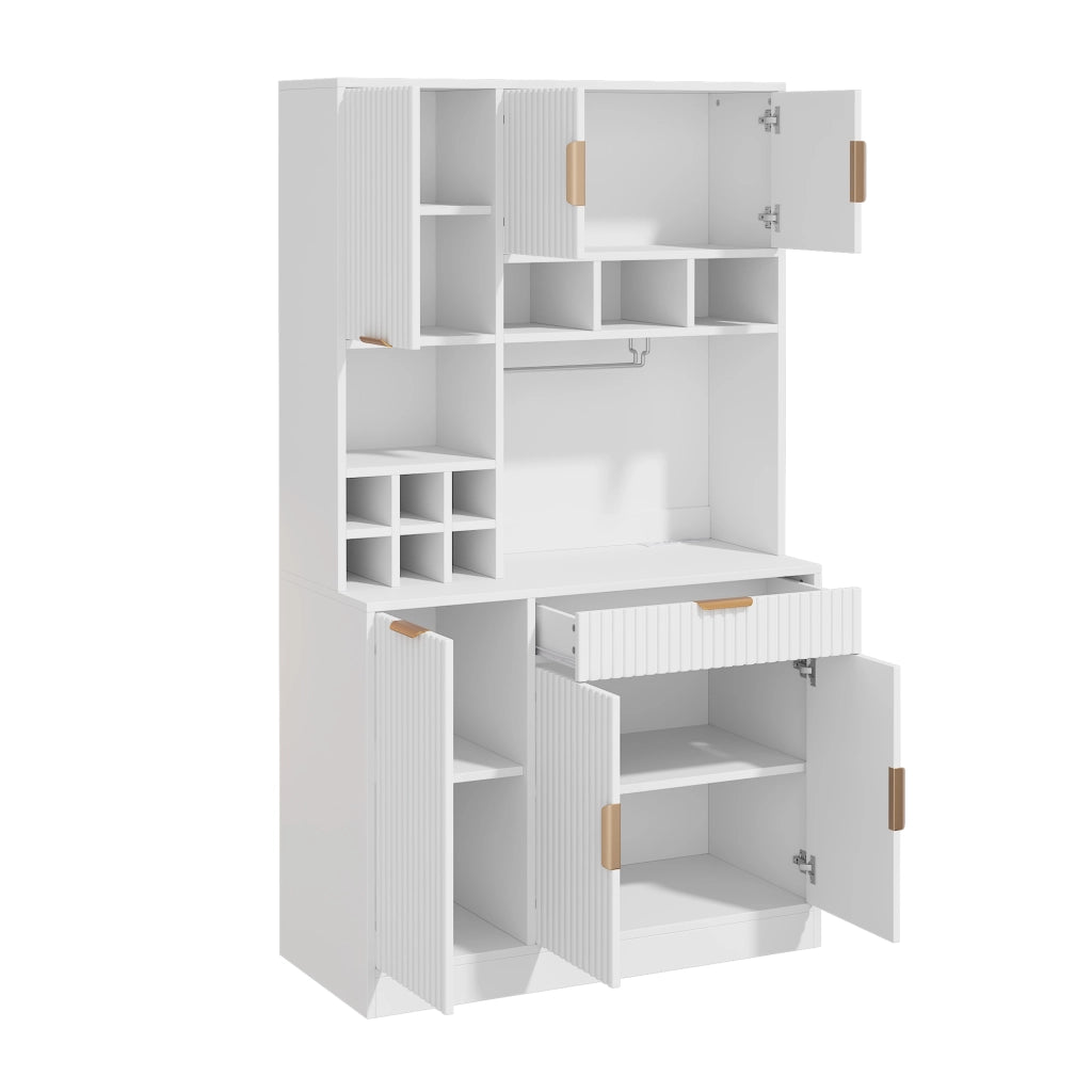 Credenza alta da cucina 100x40x175 cm con prese USB-A e USB-C; bianco