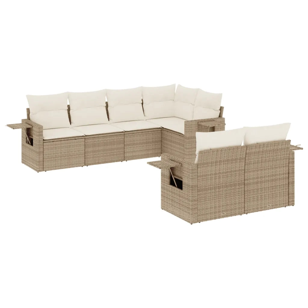 Set Divani da Giardino 7 pz con Cuscini Beige in Polyrattan 3220407
