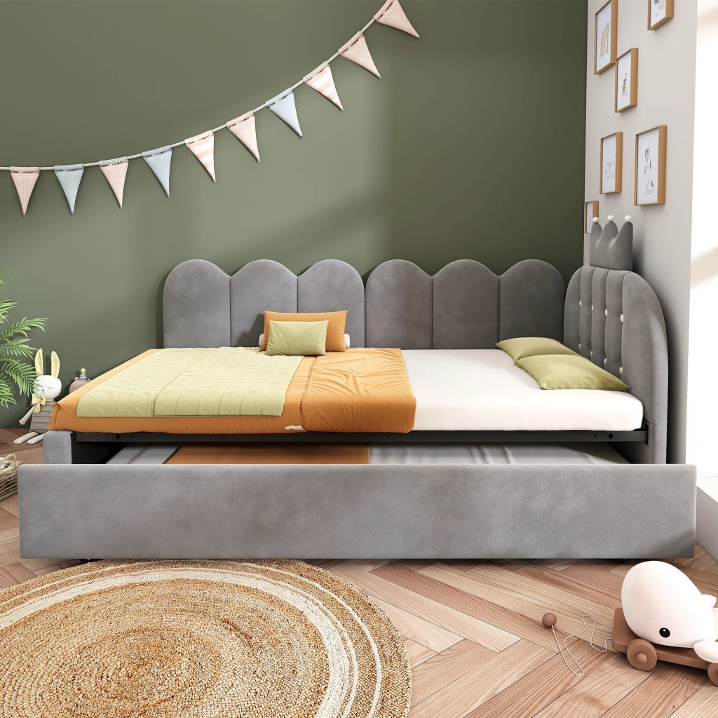 Letto singolo grigio 90x200 cm con letto estraibile