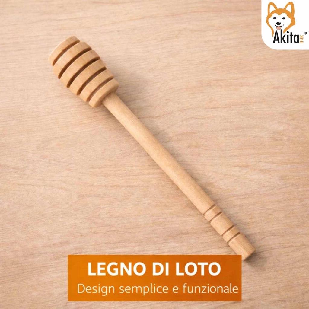 Akitaink 5 PZ Spargimiele in Legno di Loto 14 cm