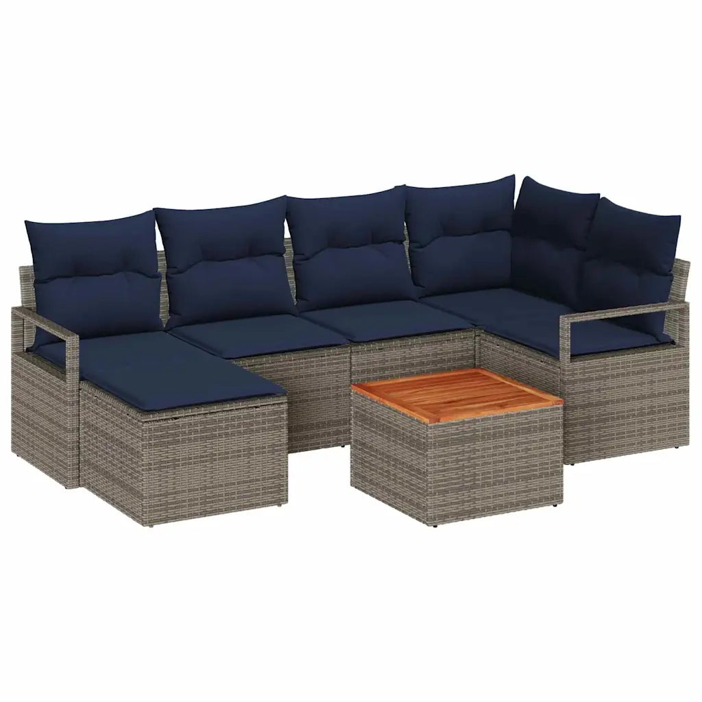 Set Divano da Giardino con cuscino 7 pcs Grigio polyrattan 3347731