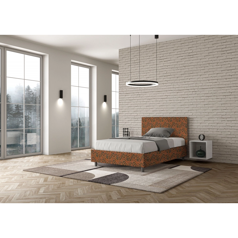 Letto imbottito 1 piazza e mezza 120x200 cm tessuto Era Adele - Senza rete,Arancione