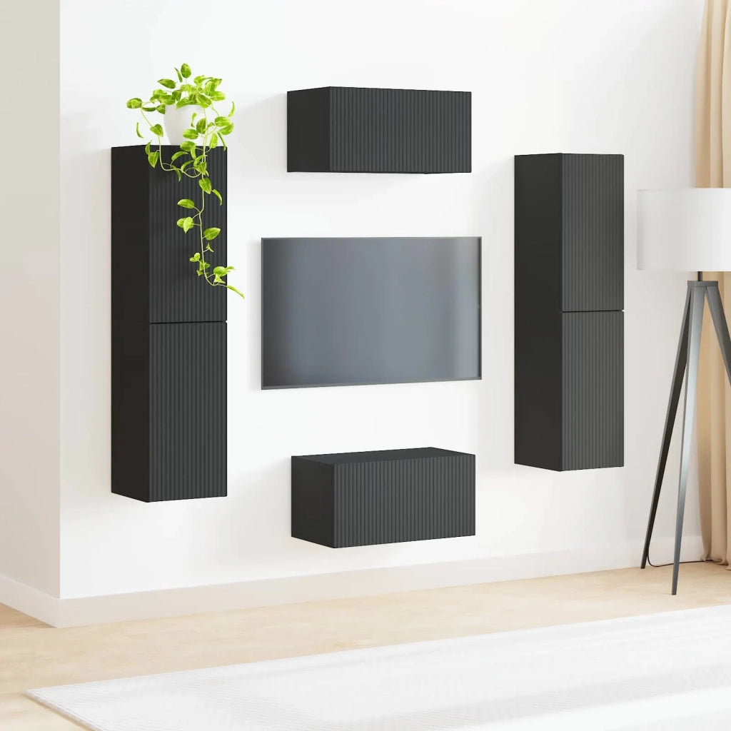 Set mobile TV 6 pcs Nero Legno multistrato