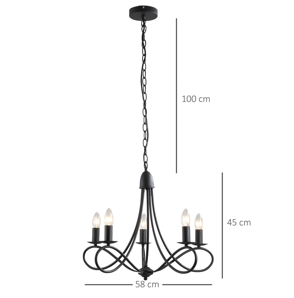 Lampada da Soffitto 200W E14 in Acciaio Intrecciato   Nero