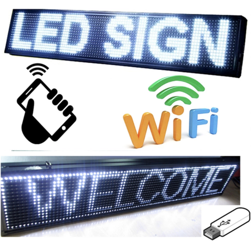 Trade Shop - Insegna Luminosa A Led Scritta Personalizzata Scorrevole Luce Bianca 100 X 20 Cm -