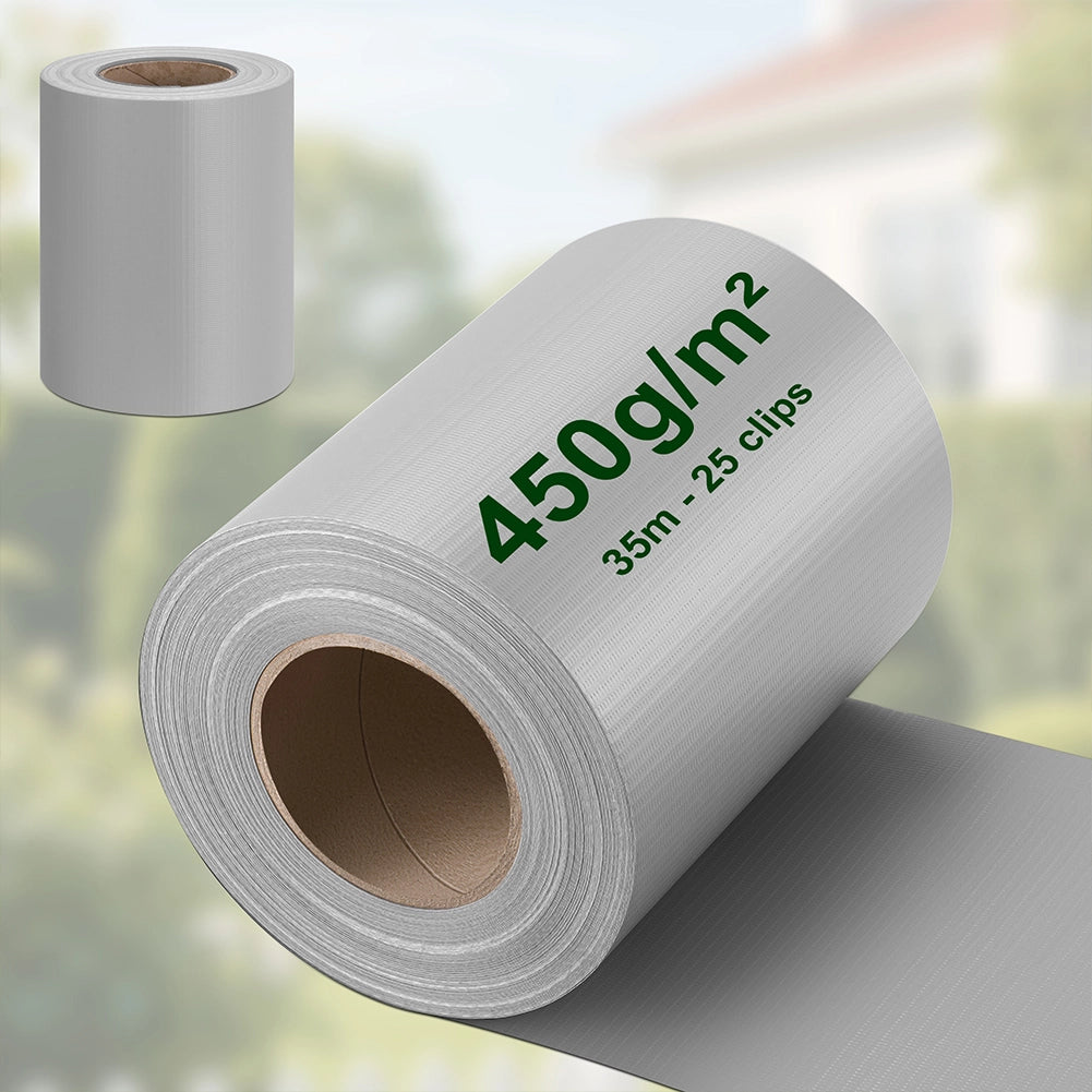 Frangivista in PVC Grigio 19cmx35M Telo Oscurante 450gr/mq Anti Uv da Esterno