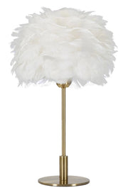 Lampada da Tavolo Ball Feather Ø30x50 cm in Ferro e Plastica Oro e Bianco