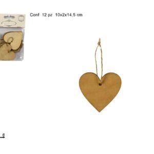 APPENDINI CUORI LEGNO 6CM 12PZ