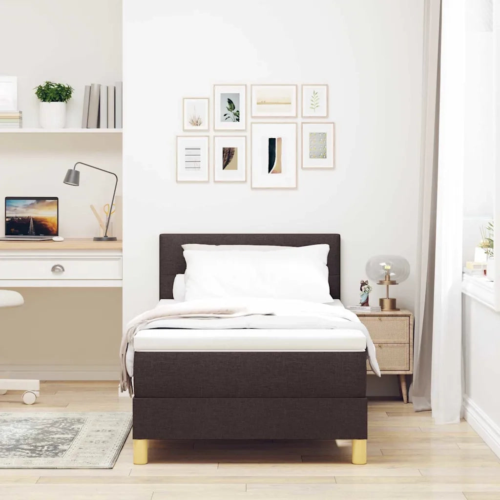 Letto a molle con cuscino Marrone Scuro 100 x 200 cm Tessuto 3338898
