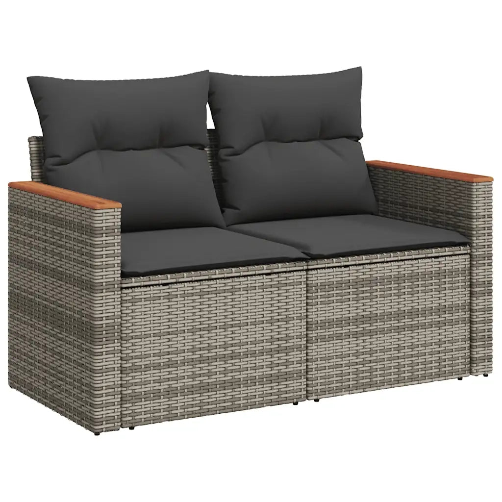 Divano da Giardino con Cuscini 2 Posti Grigio in Polyrattan 366144