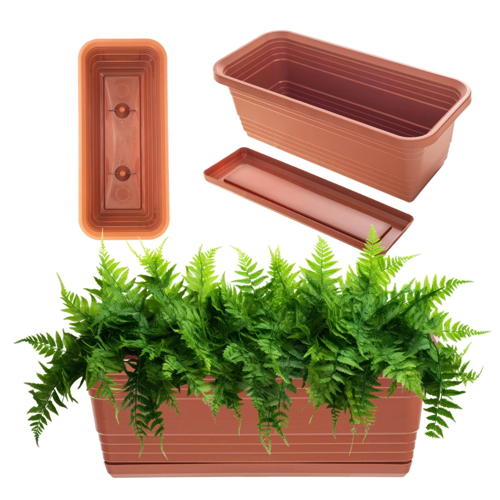 Vaso da fiori per balcone KADAX, 40 cm + sottovaso rosso mattone