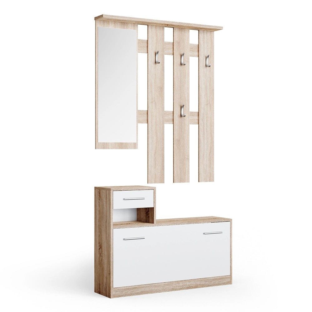 Vicco Armadio da ingresso Bianco/Sonoma 25 x 191 cm