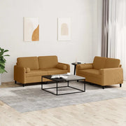 Set di Divani 2 pz con Cuscini Marrone in Velluto
