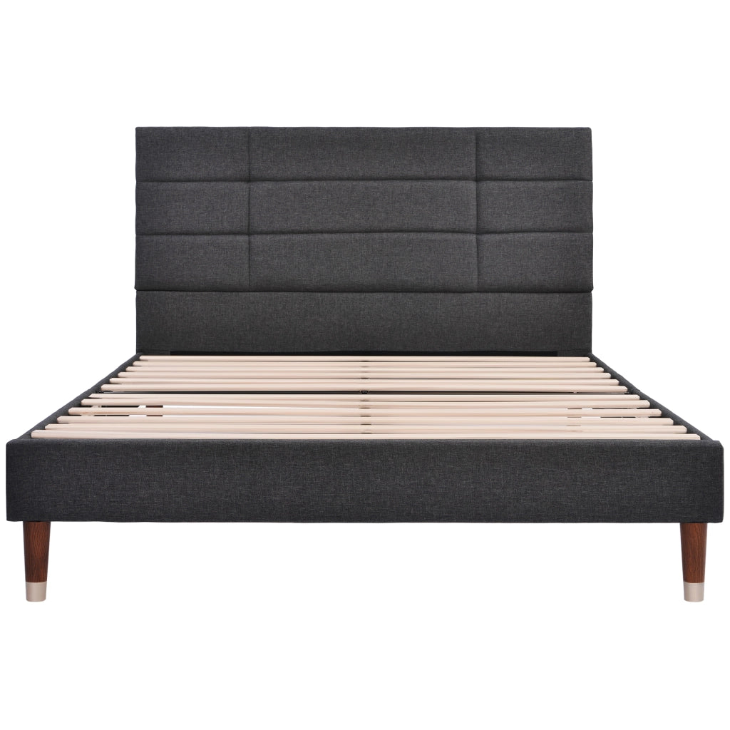 Letto matrimoniale imbottito 140x200 grigio con materasso