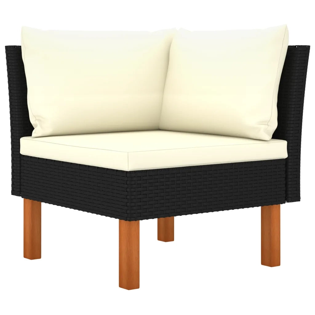 Set Divani da Giardino 6 pz con Cuscini in Polyrattan Nero 3059750