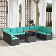 Set da Pranzo per Giardino 11 pcs Nero e Verde acqua 3349766