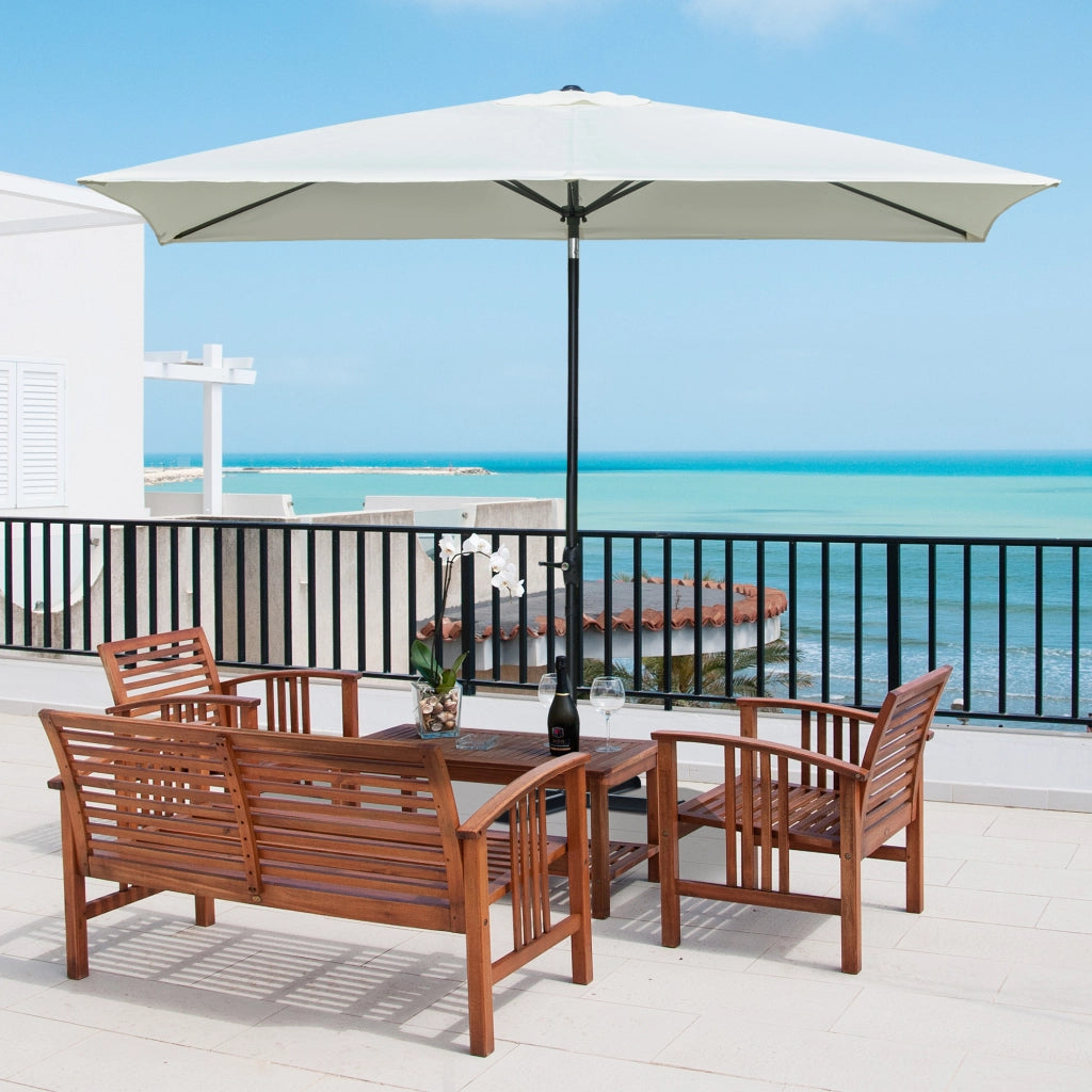 Easycomfort Ombrellone Rettangolare 2x3 m da Giardino con Apertura a Manovella e Inclinazione Regolabile, Beige