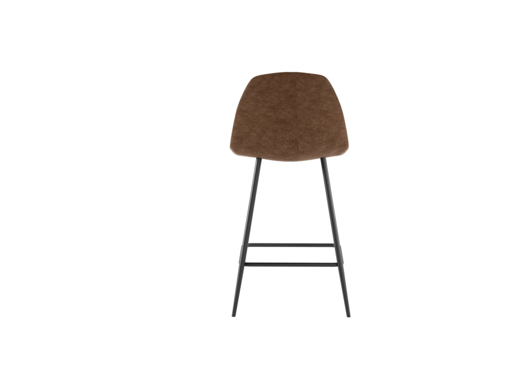 Sgabello Brigitte Marrone Vintage in Similpelle con Struttura in Metallo Antracite - Design Industriale per Arredo Interni Moderno