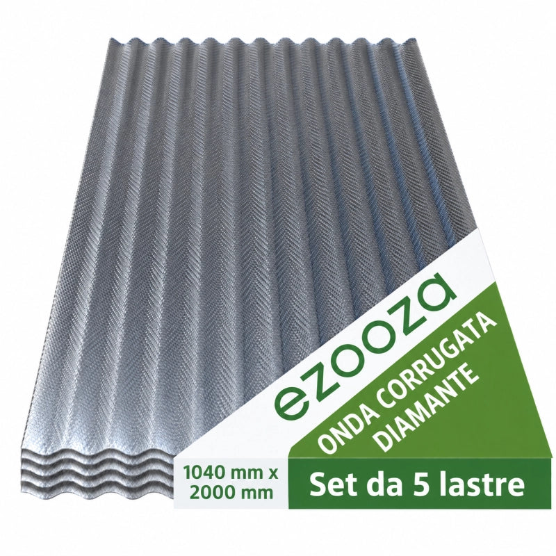 EZOOZA Policarbonato Ondulato 2,5 mm 200x104 cm Trasparente 5 Pz
