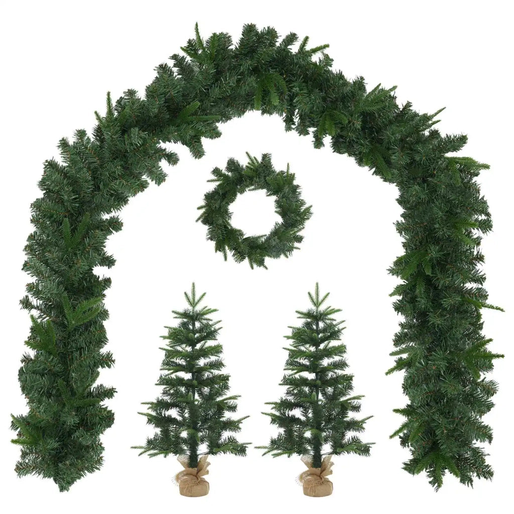 Set mini alberi di Natale 45 cm PVC e PE Verde 3468425