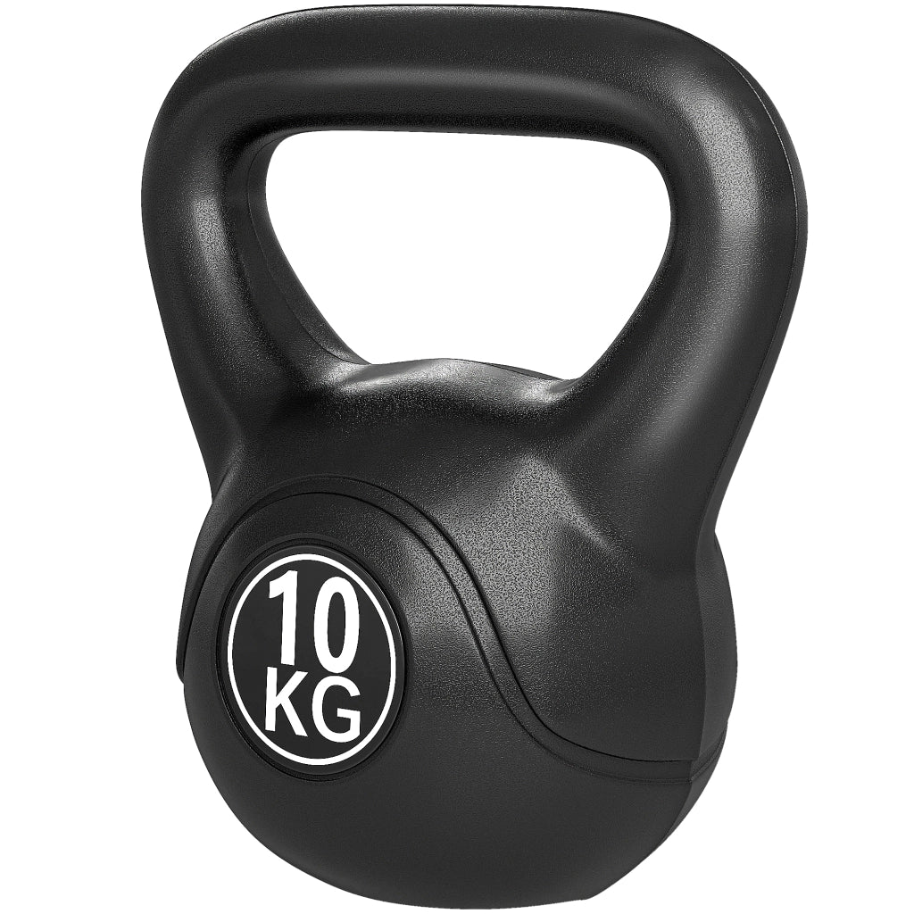 Kettlebell 10kg ¨C Xylo ¨C Base Piatta Impugnatura Antiscivolo 25x19x28cm Nero