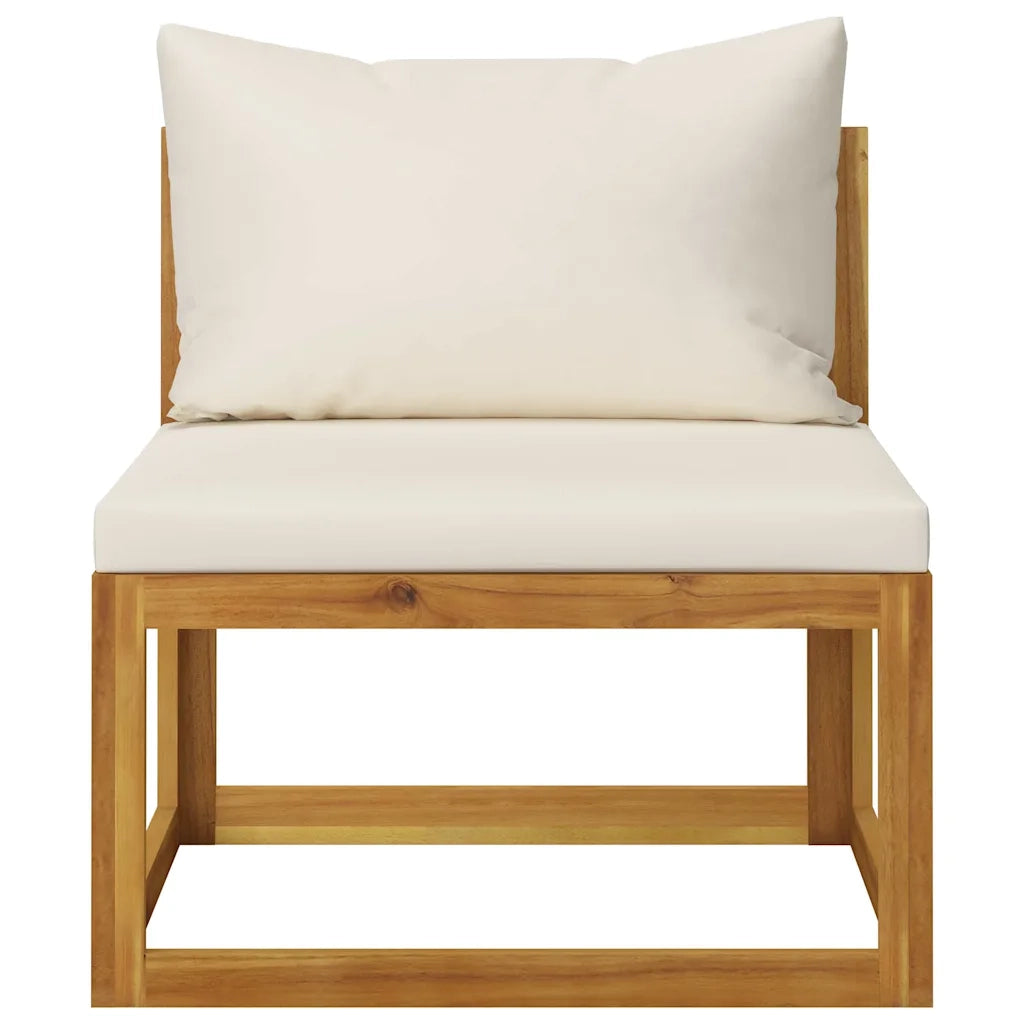 Divano da Giardino a 3 Posti con Cuscino Crema Massello Acacia 3057638