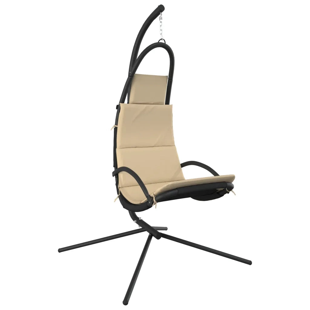 Sedia Dondolo Giardino con Cuscino Crema Tessuto Oxford Acciaio 362727