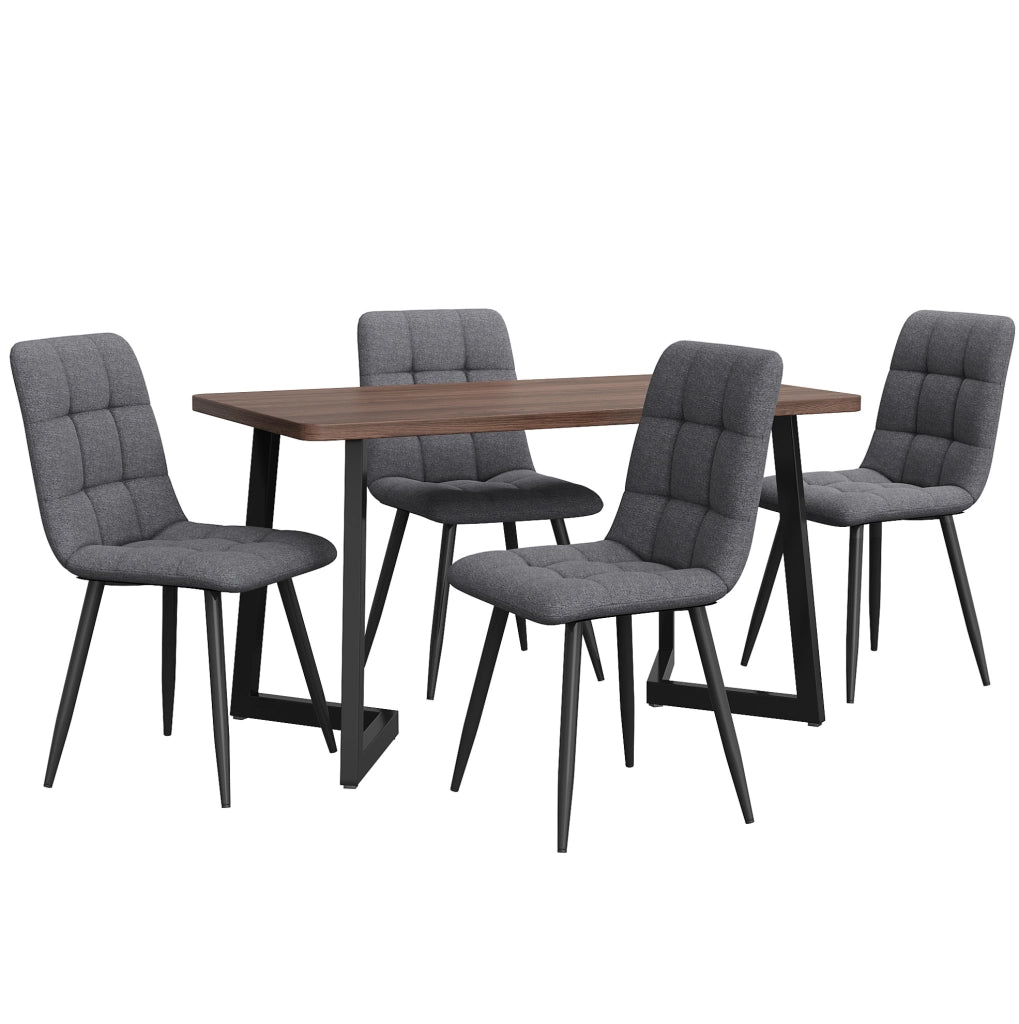 Set tavolo da pranzo noce con 4 sedie in lino