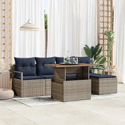 Set da Pranzo per Giardino con cuscino 6 pcs Grigio e Blu Navy 3349702