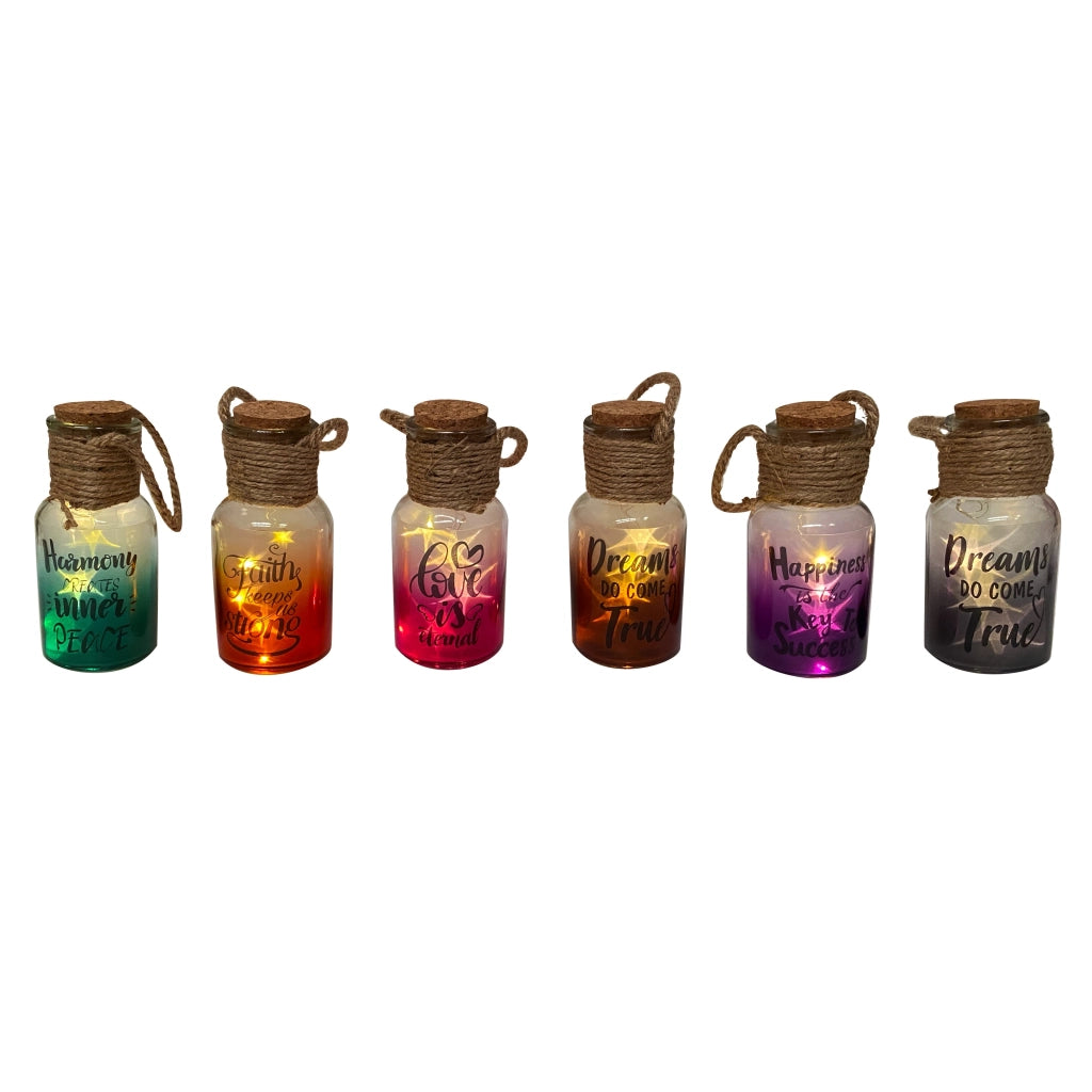 BOTTIGLIA COLORATA LED STELLE D.7XH14CM.