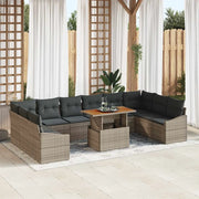 Set da Pranzo per Giardino con cuscino 11 pcs Grigio e Marrone 3349887