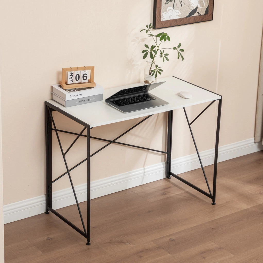 Scrivania pieghevole bianca in MDF 99x50x75 cm, ideale per casa e ufficio