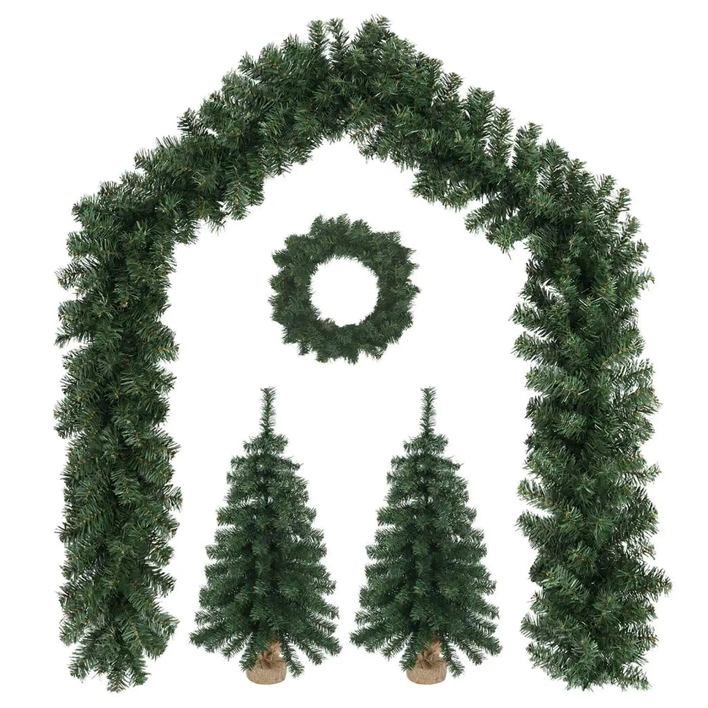 Set mini alberi di Natale 45 cm PVC Verde 3468421
