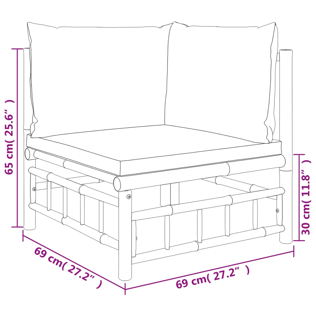 Set Salotto da Giardino 10pz con Cuscini Grigio Scuro Bambù 3155224