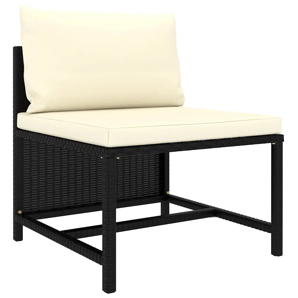 Set Divani da Giardino 7 pz con Cuscini in Polyrattan Nero 3059788