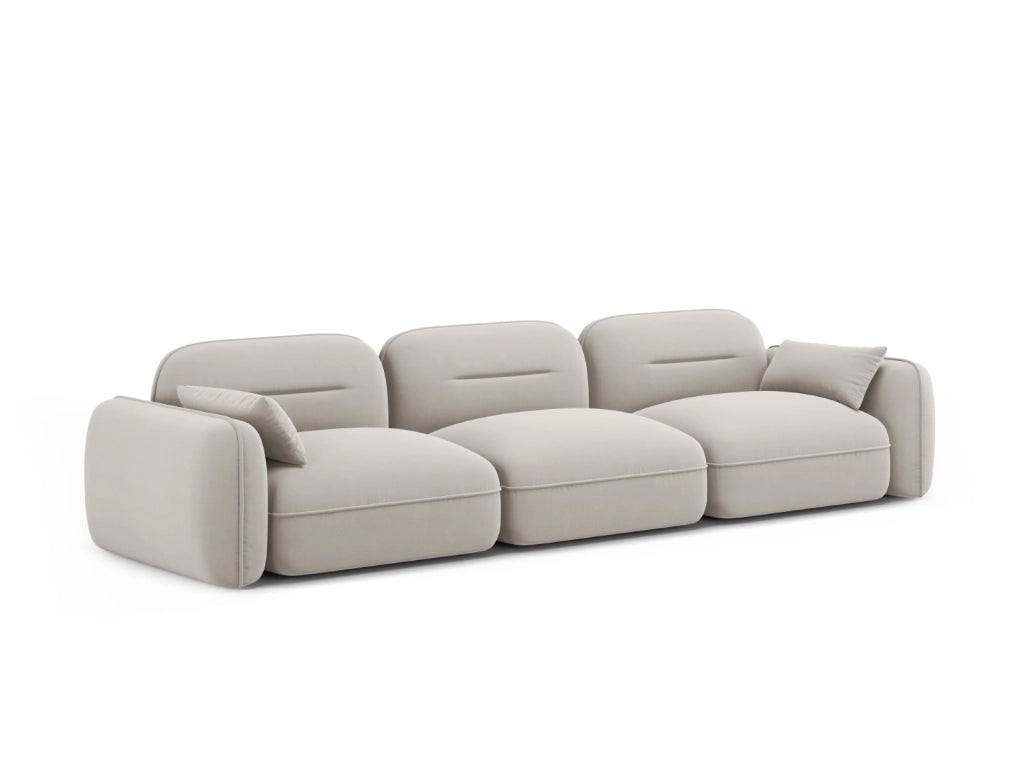 Cosmopolitan Design - Divano modulare "Sydney" 4 posti in velluto beige chiaro 